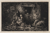 KG 14187
<br/>
Boerenerf met familie en varkens
<br/>
<em>Jacques, Charles (1813 - 1894)</em>